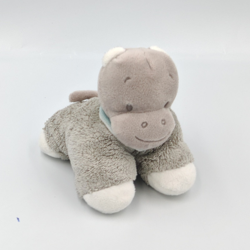 Doudou hippopotame gris bleu blanc NATTOU