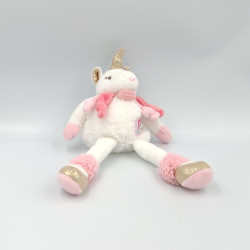 Doudou et compagnie licorne rose blanche doré Happy