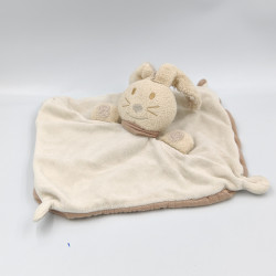 Doudou plat lapin écru beige marron NATURE ET DECOUVERTE