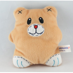 Doudou semi plat ours chat vert AIR FRANCE