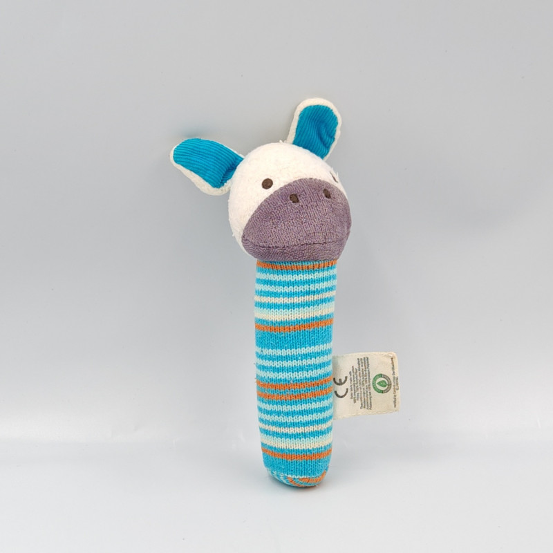 Doudou baton poney cheval blanc violet bleu NATURE ET DECOUVERTE