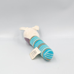 Doudou baton poney cheval blanc violet bleu NATURE ET DECOUVERTE