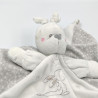 Doudou plat lapin blanc gris KIABI SIMBA TOYS taché