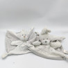 Doudou plat lapin blanc gris KIABI SIMBA TOYS lot de 2