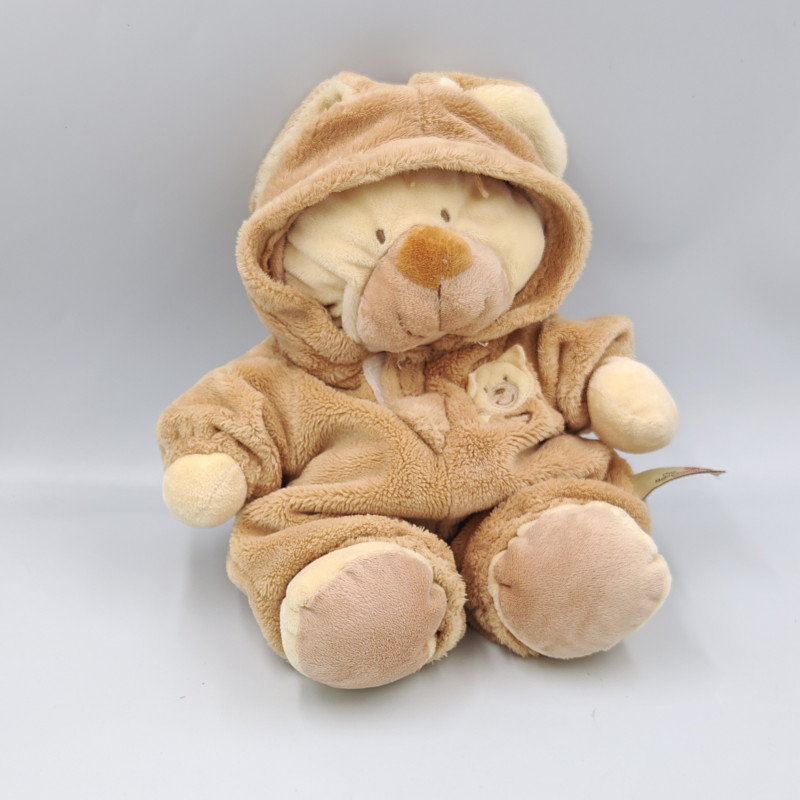 Doudou ours déguisé en lapin ecru beige NICOTOY