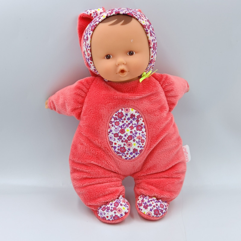 Doudou veilleuse musicale poupée lapin rose fleurs COROLLE
