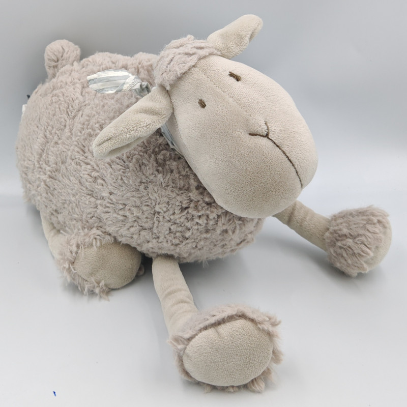 Doudou peluche mouton gris tout doux ATMOSPHERA