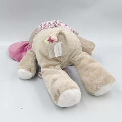 Doudou musical éléphant Kali gris rose fleurs avec souris NOUKIE'S