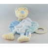Doudou ours plat bleu beige anneau dentition BABYSUN