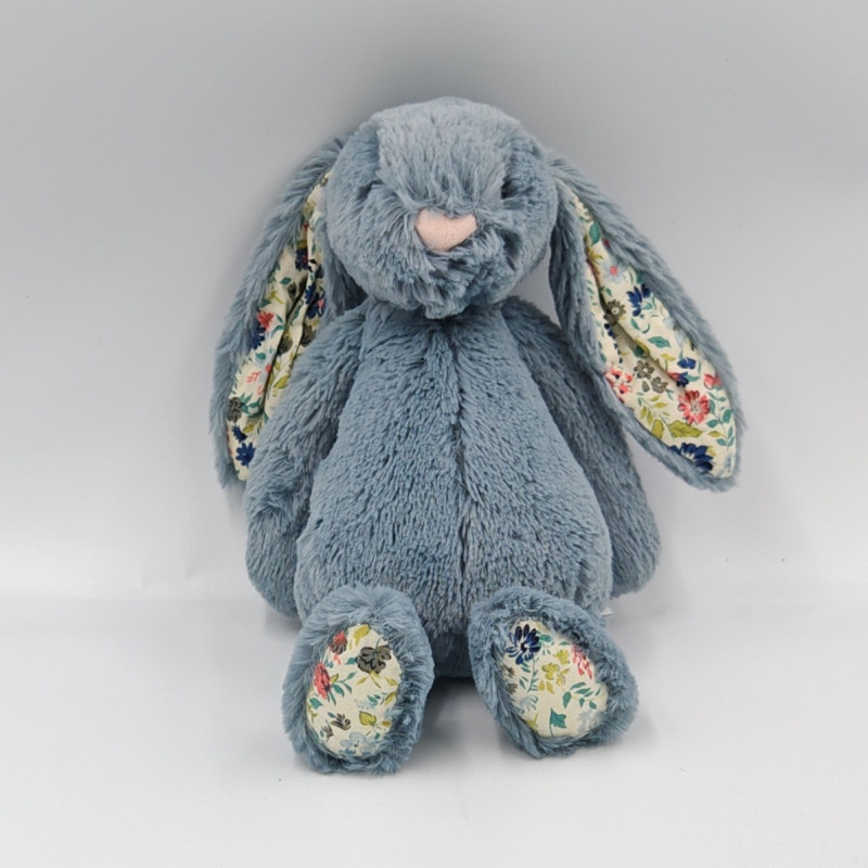 Doudou peluche lapin bleu fleurs Liberty JELLYCAT