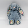 Doudou peluche lapin bleu fleurs Liberty JELLYCAT