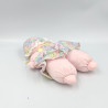 Ancien doudou poupée chiffon rose fleurs COROLLE