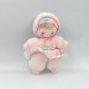 Ancien doudou poupée chiffon rose fleurs COROLLE