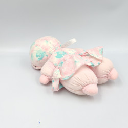 Ancien doudou poupée chiffon rose fleurs COROLLE