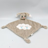 Doudou plat lapin beige blanc bleu nuage AUCHAN