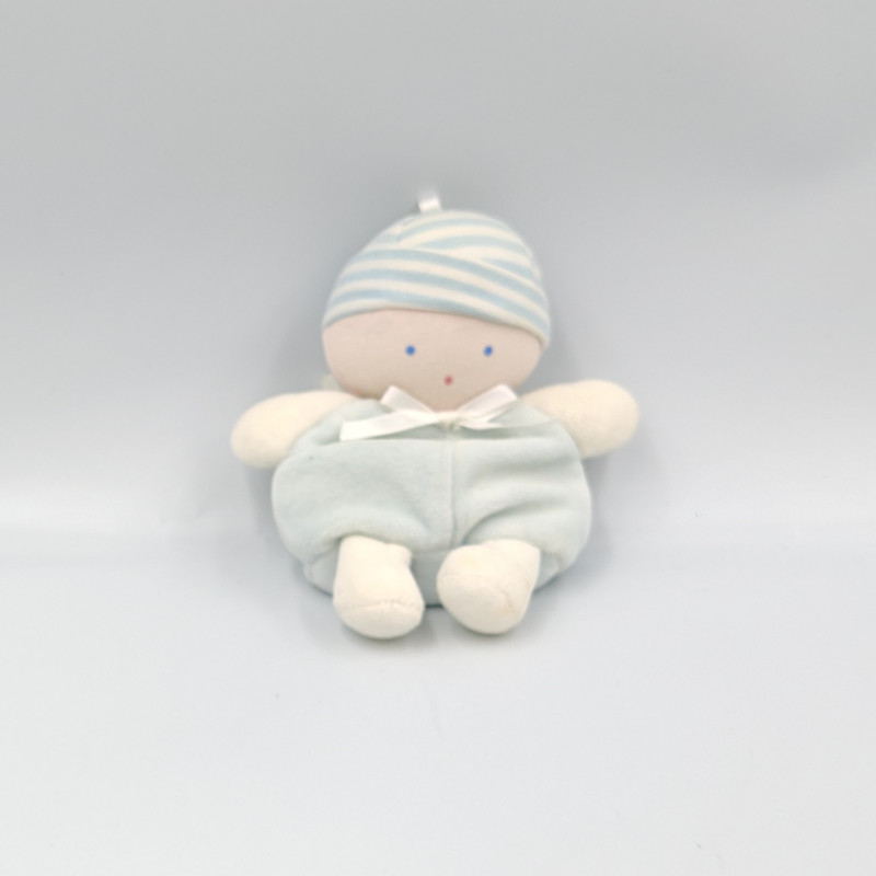 Doudou lutin bébé bleu blanc rayé BABI COROLLE
