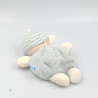 Doudou lutin bébé bleu blanc rayé BABI COROLLE