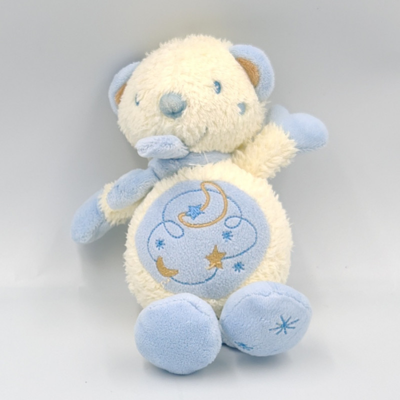 Doudou musical ours blanc bleu lune NEIL SAUTHON