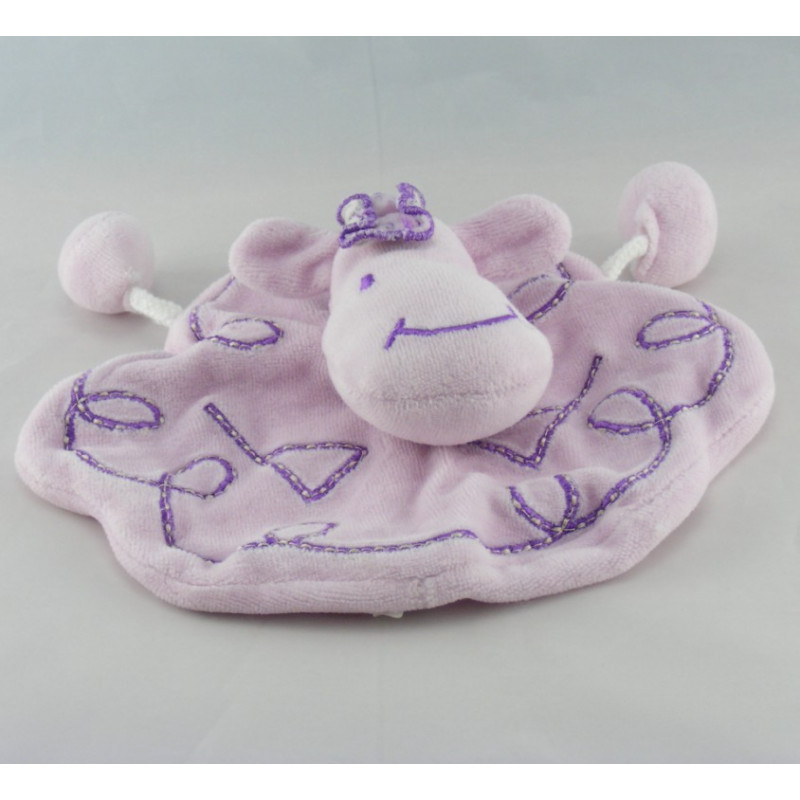 Doudou plat vache girafe rose SIPLEC