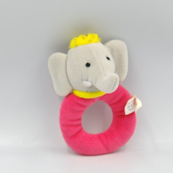 Doudou hochet Céleste rose l'amie de Babar l'éléphant