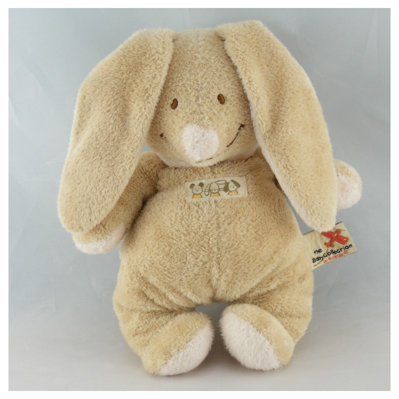 Doudou Lapin Beige foulard écru NICOTOY