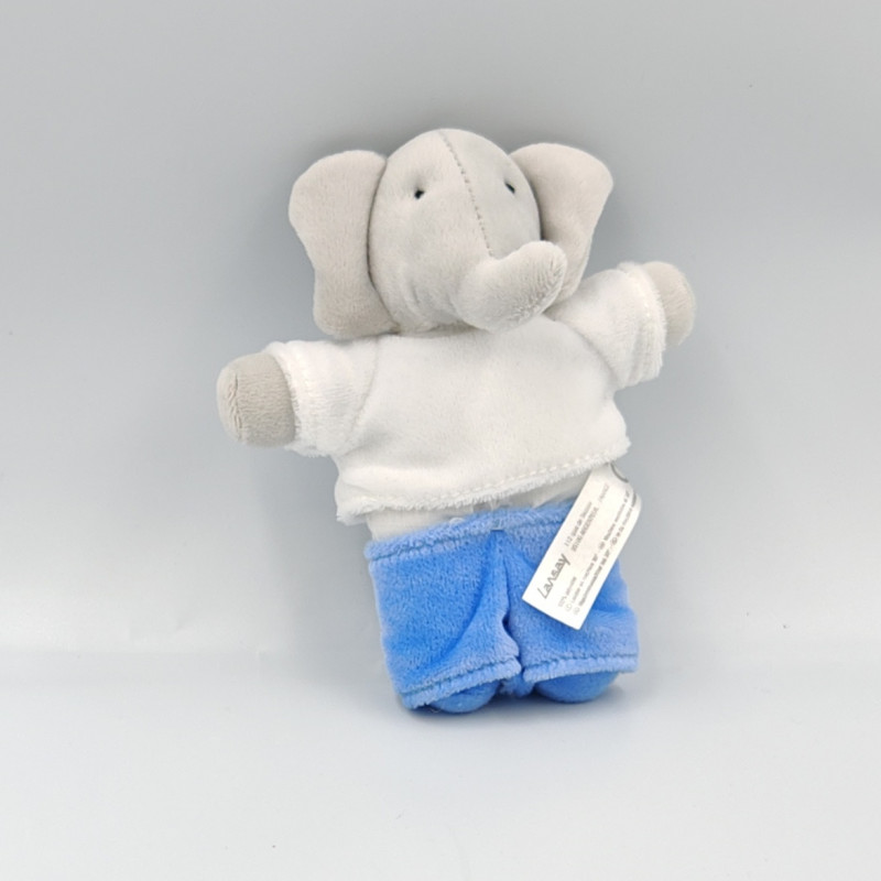 Mini Doudou baby Babar gris blanc bleu LANSAY