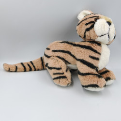 Peluche chat tigre beige marron blanc noir COLMAR