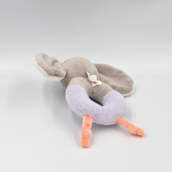 Doudou hochet éléphant gris orange bleu mauve Bubbles NATTOU