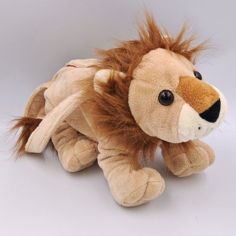 Doudou sac lion beige marron