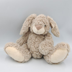 Doudou peluche lapin beige marron blanc