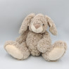 Doudou peluche lapin beige marron blanc