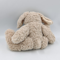 Doudou peluche lapin beige marron blanc
