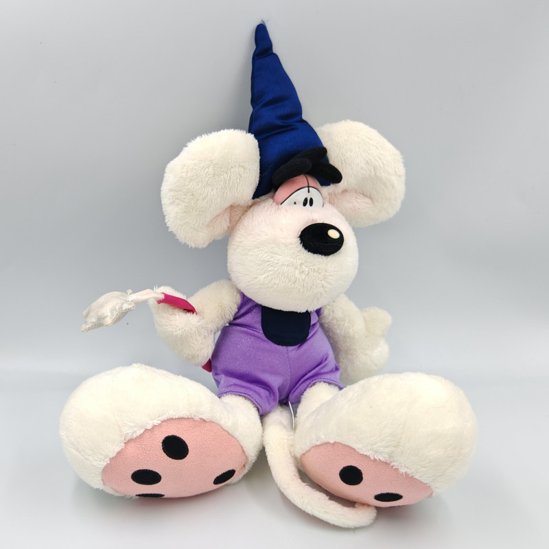 Doudou peluche souris magicien mauve bleu DIDDL