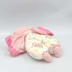 Ancien doudou poupée chiffon rose fleurs vichy COROLLE