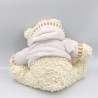Peluche ours blanc créme marron gilet FIZZY