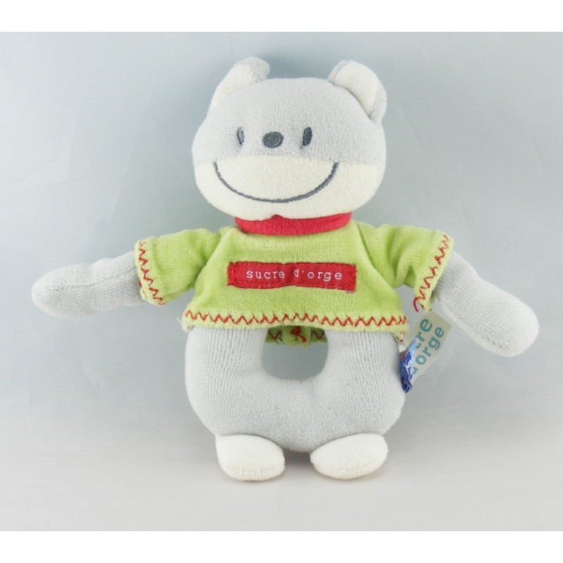 Doudou range pyjama chat gris blanc pull vert rouge SUCRE D'ORGE