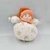 Doudou boule musical poupée lutin blanc orange vert motifs MOULIN ROTY