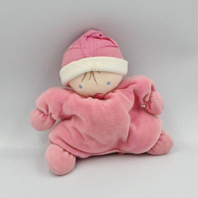 Doudou semi Plat Lutin rose Nounours