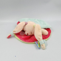 Doudou plat lapin rose vert bleu Gourmandise BABY NAT