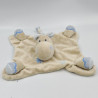 Doudou plat hippopotame beige bleu PREMAMAN