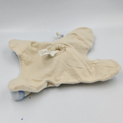 Doudou plat hippopotame beige bleu PREMAMAN