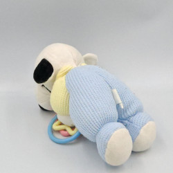 Doudou chien blanc bleu jaune anneaux BABY SNOOPY