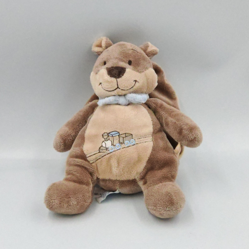 Doudou Castor Léon train brodé NOUKIE'S