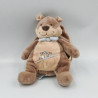 Doudou Castor Léon train brodé NOUKIE'S