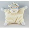 Doudou semi plat zébre cheval blanc bleu rayé beige 