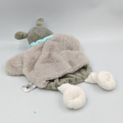 Doudou marionnette ane gris bleu blanc Ferme BABY NAT