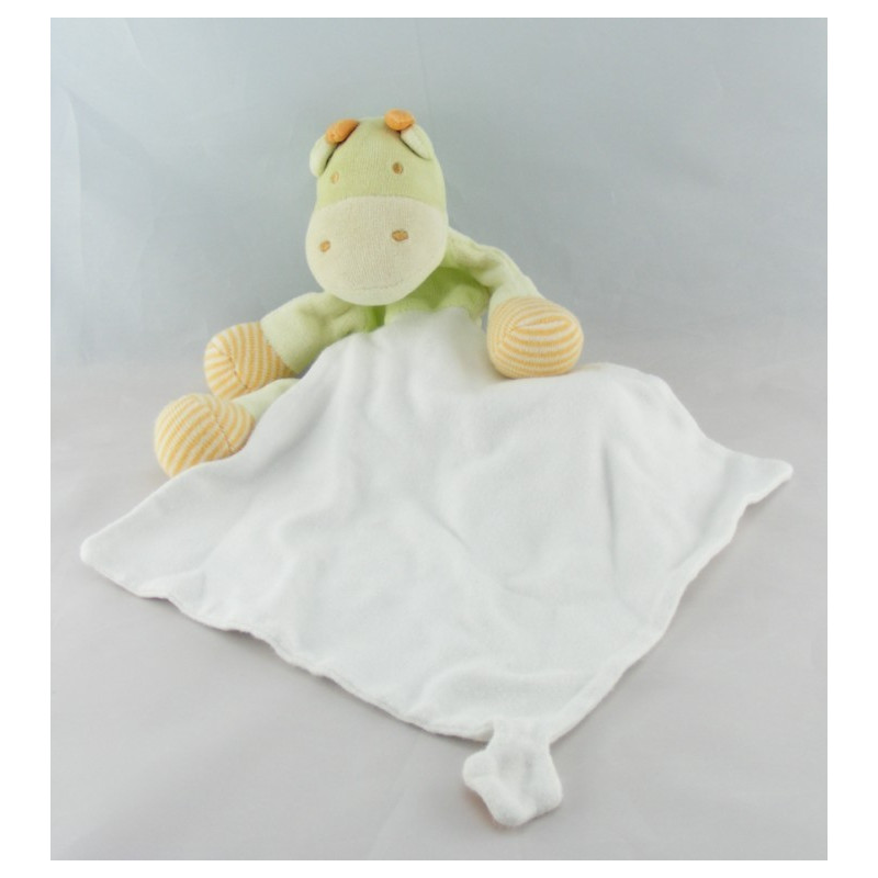 Doudou vache verte mouchoir Cajou SUCRE D'ORGE