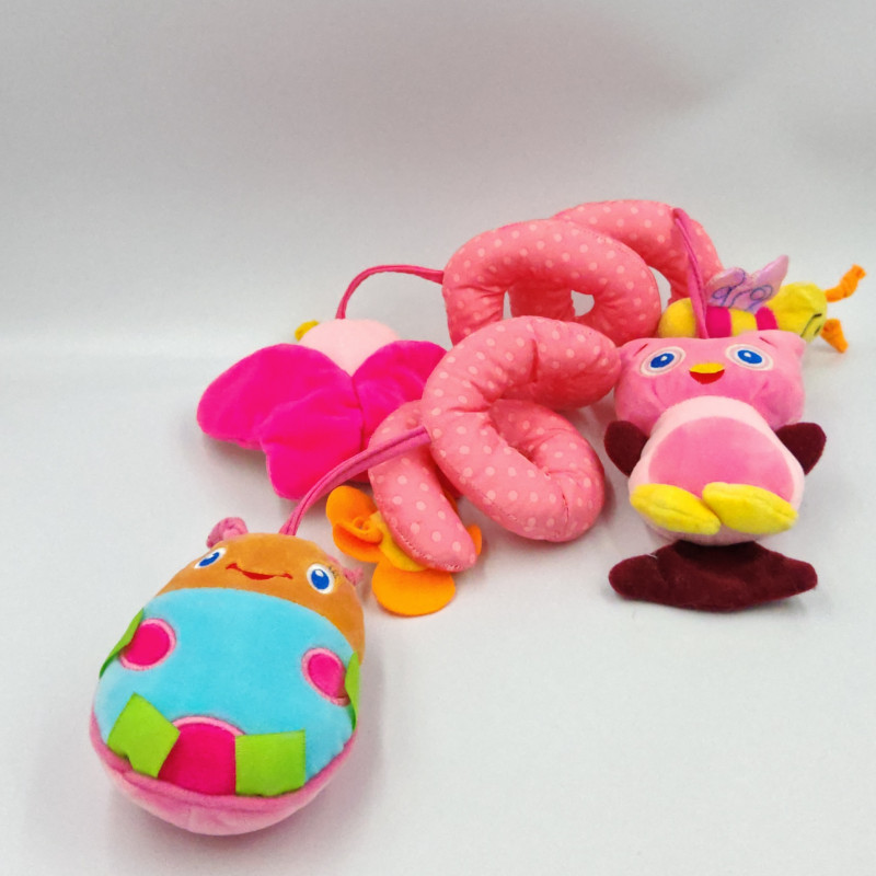 Spirale d'activités doudou papillon chouette hrose jaune SOZZY