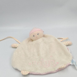 Doudou plat poupée lutin rose blanc coeur COROLLE
