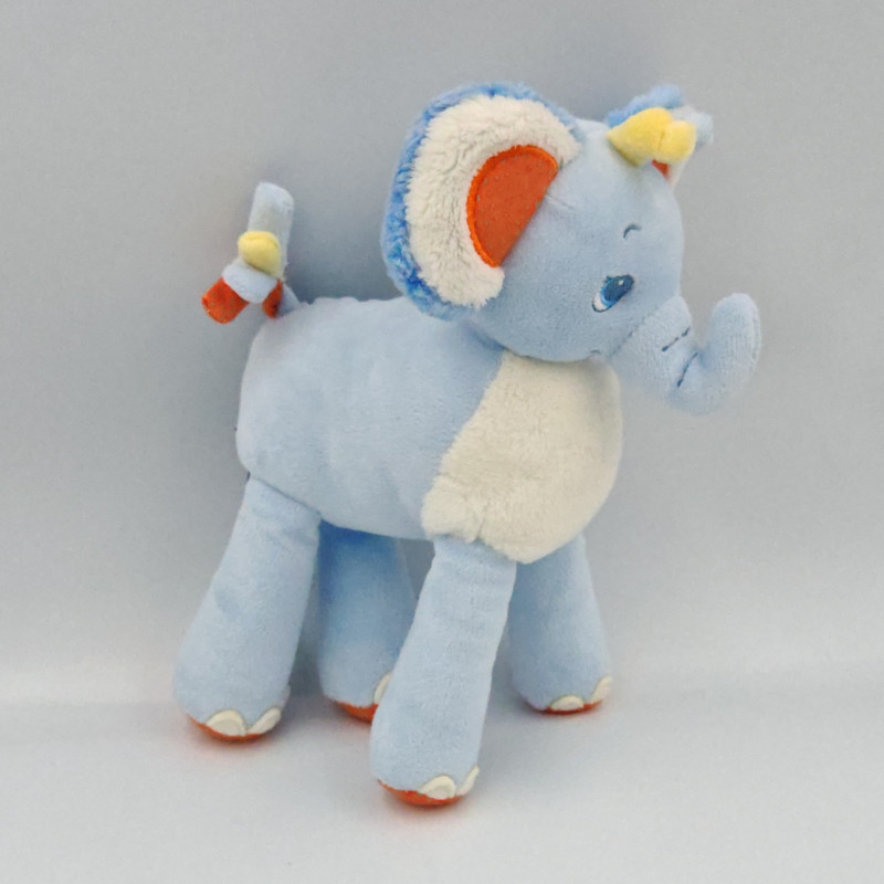 Doudou éléphant bleu orange jaune blanc SIMBA TOYS NICOTOY